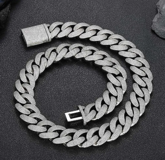 moissanite necklace Cuban link Horizon Iced Out