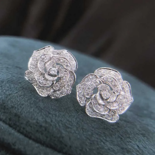 moissanite Dimond luxury Huitan Fashion Womens Flower Earrings